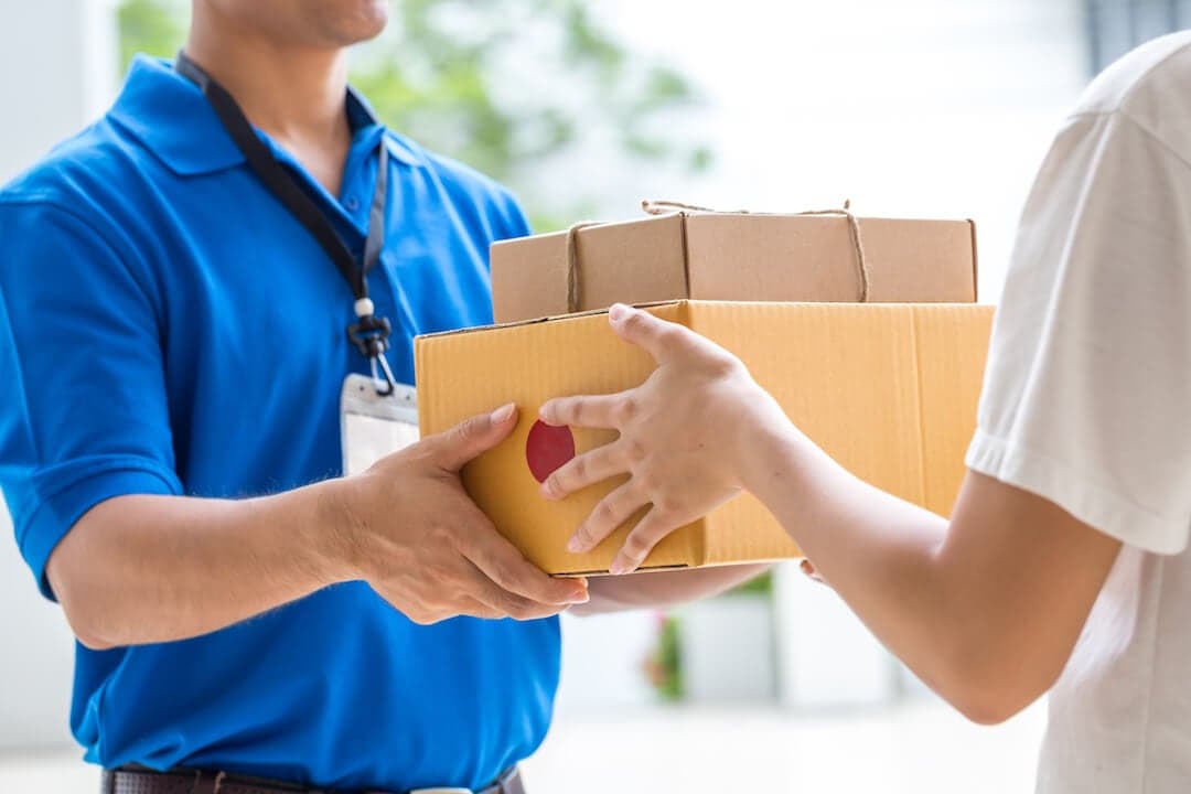 A customer receiving a parcel