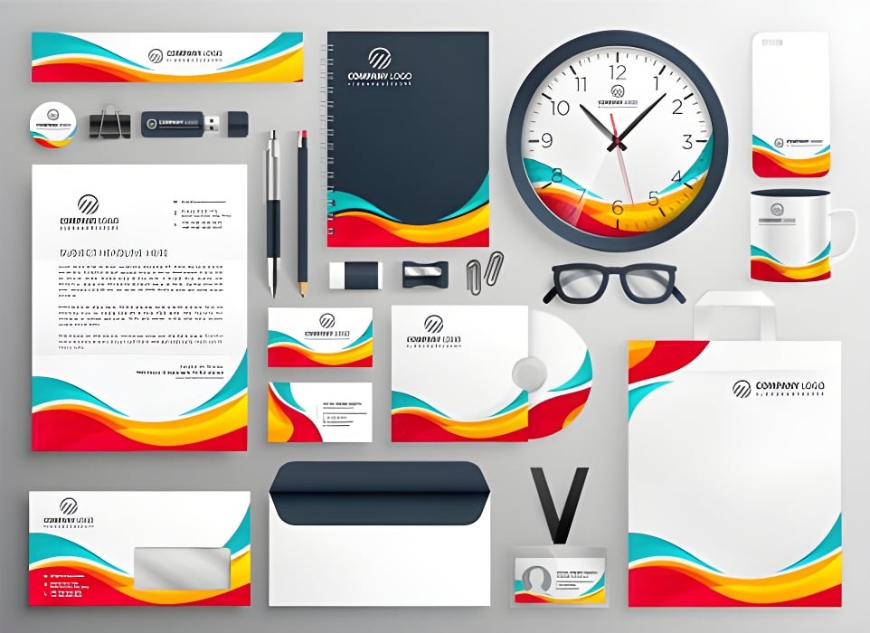 colorful business stationery set upscaled