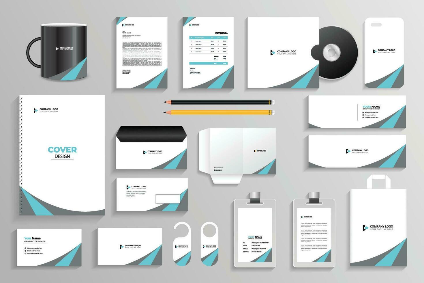 corporate identity set branding template design kit editable brand identity with abstract background color for business company free vector